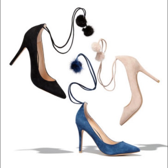 Pompom Suede Heels - Picture 2 of 3